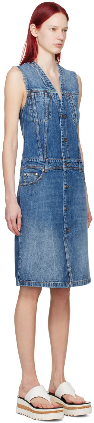 Klä Stella McCartney Paneled Denim Midi Dress Blå | 6D02763SPH69, 1