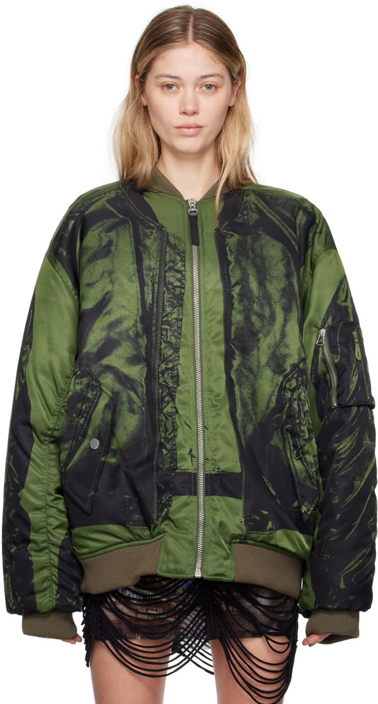 Bomberjacka Jean Paul Gaultier Jean Paul Gaultier Trompe L'œil Print Bomber Jacket Grön | 24/30-F-BL046-C538-4100