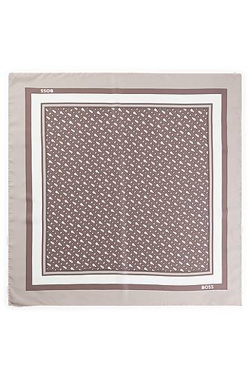Halsduk BOSS BOSS Printed Silk Twill Scarf Beige | 50536118