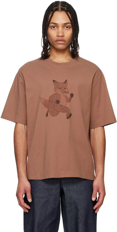 T-shirt MAISON KITSUNÉ Maison Kitsuné Speedy Fox Print Oversize T-Shirt Brun | OM00109KJ0008, 0