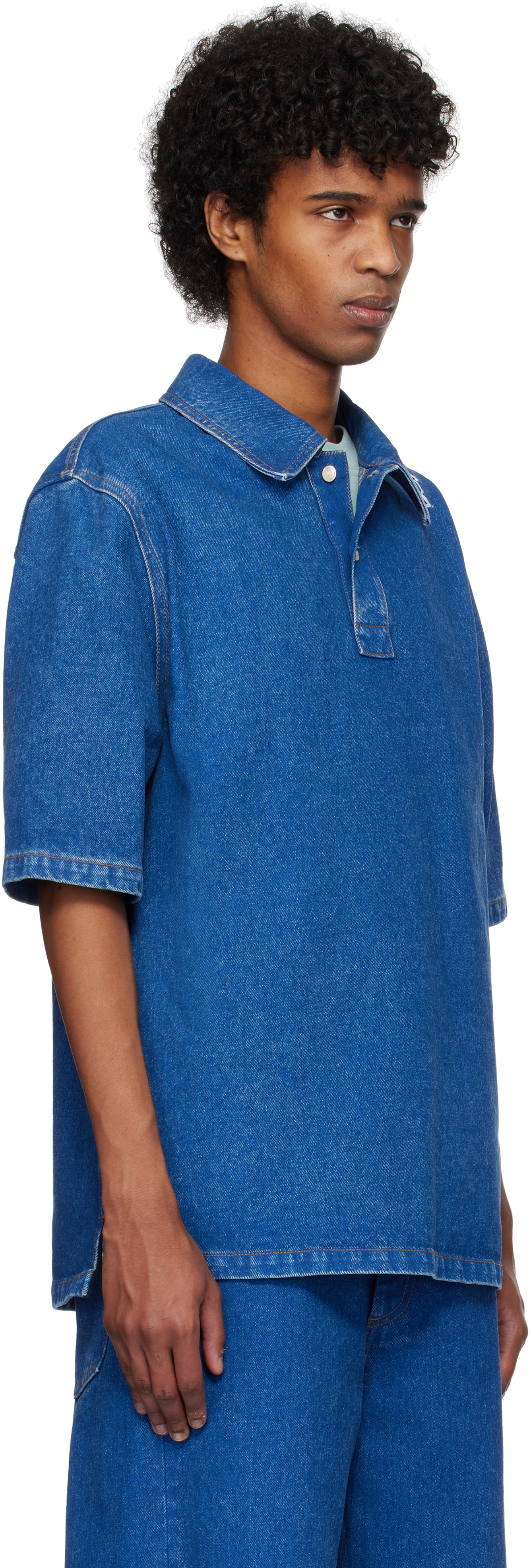 Polotröja Marni Marni Oversize Denim Polo Blå | POJU0001S0 USCU83, 1