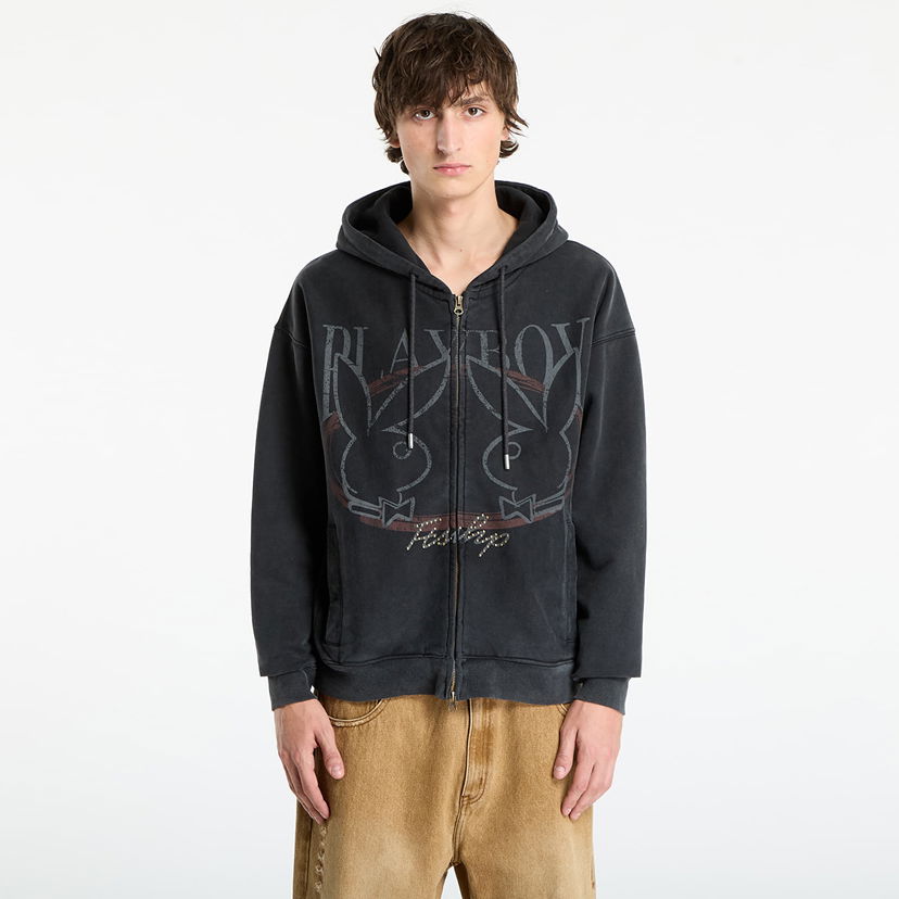 Sweatshirt Footshop Playboy x FTSHP Zip-Up Hoodie UNISEX Black Svart | FTSHP_519