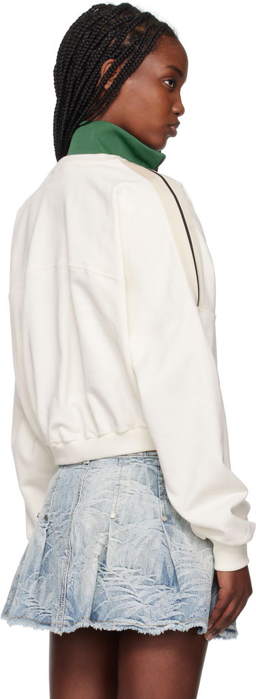 Sweater Palm Angels Palm Angels Oval Palm Cropped Sweatshirt Vit | PWBA055S25FLE0010357, 2