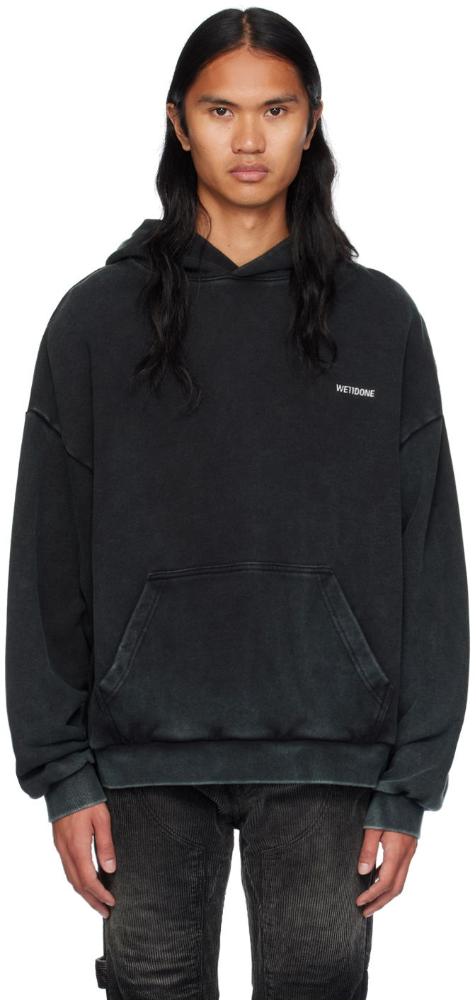 Sweatshirt We11done Raw Edge Hoodie by Svart | WD-TH2-24-809-U-BK