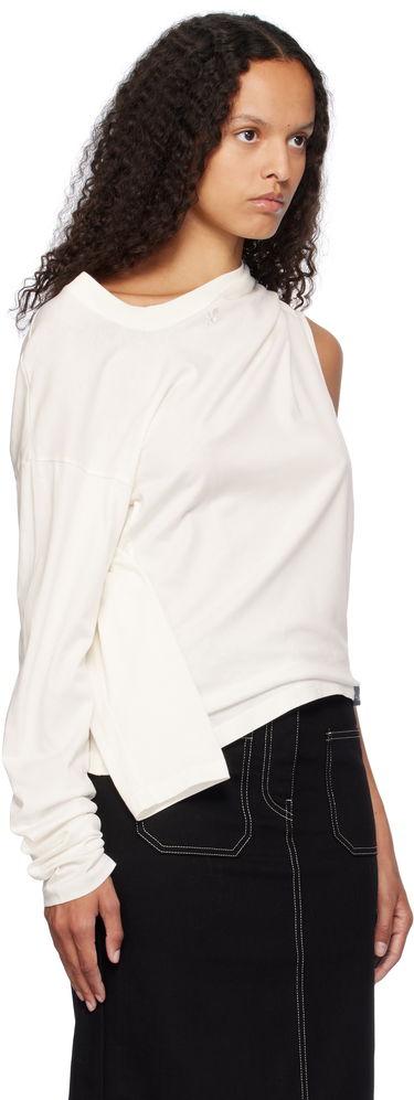 Linne Courrèges Courrèges Asymmetric Off Shoulder T-Shirt Vit | 424JTS154JS0175, 3