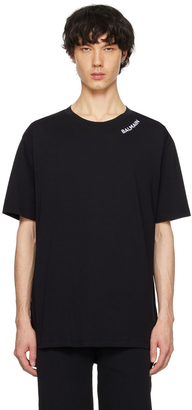 T-shirt Balmain Embroidered T-Shirt Svart | CH1EG000BC62