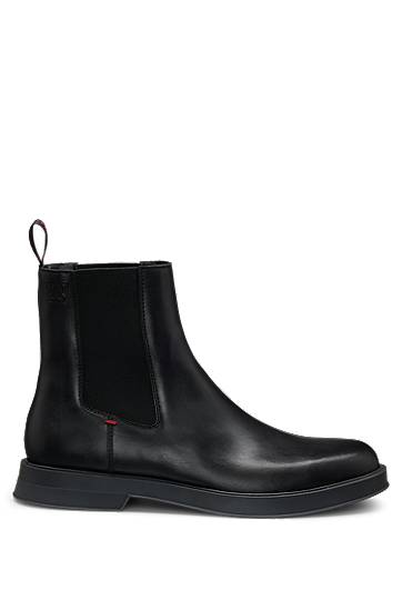 Kläder BOSS Leather Chelsea Boots with Stacked Logo Svart | 50548489, 1