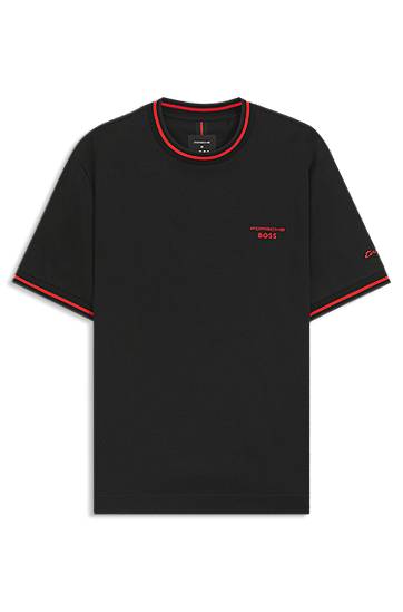 T-shirt BOSS Porsche x BOSS Cotton Tee with Moisture-Control Svart | 50543341