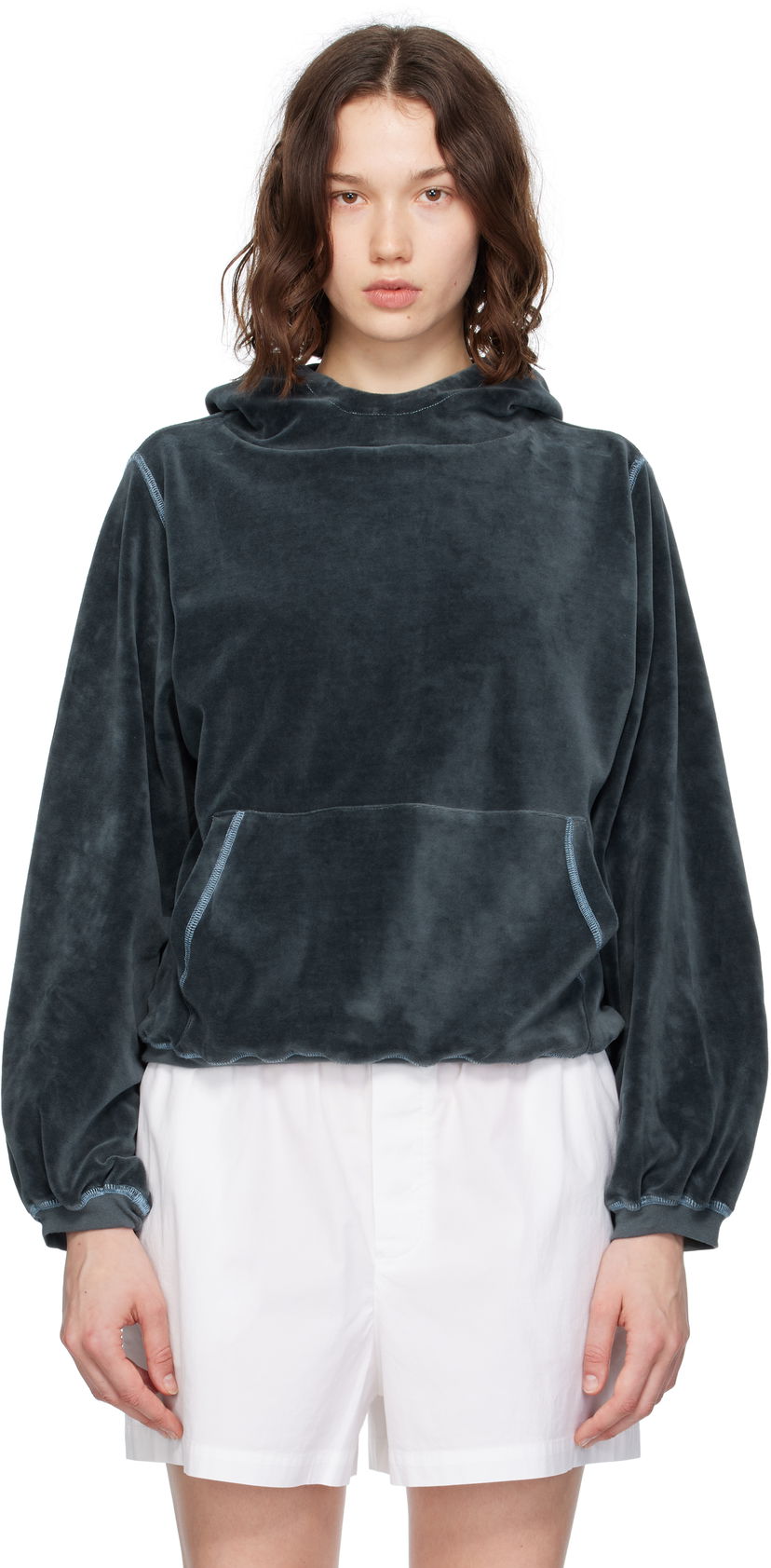 Sweatshirt Baserange Baserange Pillow Velour Hoodie Grå | FPIH-VE-SU25