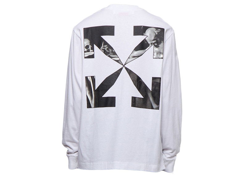 T-shirt Off-White Caravaggio Arrow Skate L/S Tee White Vit | OMAB064C99JER0030110