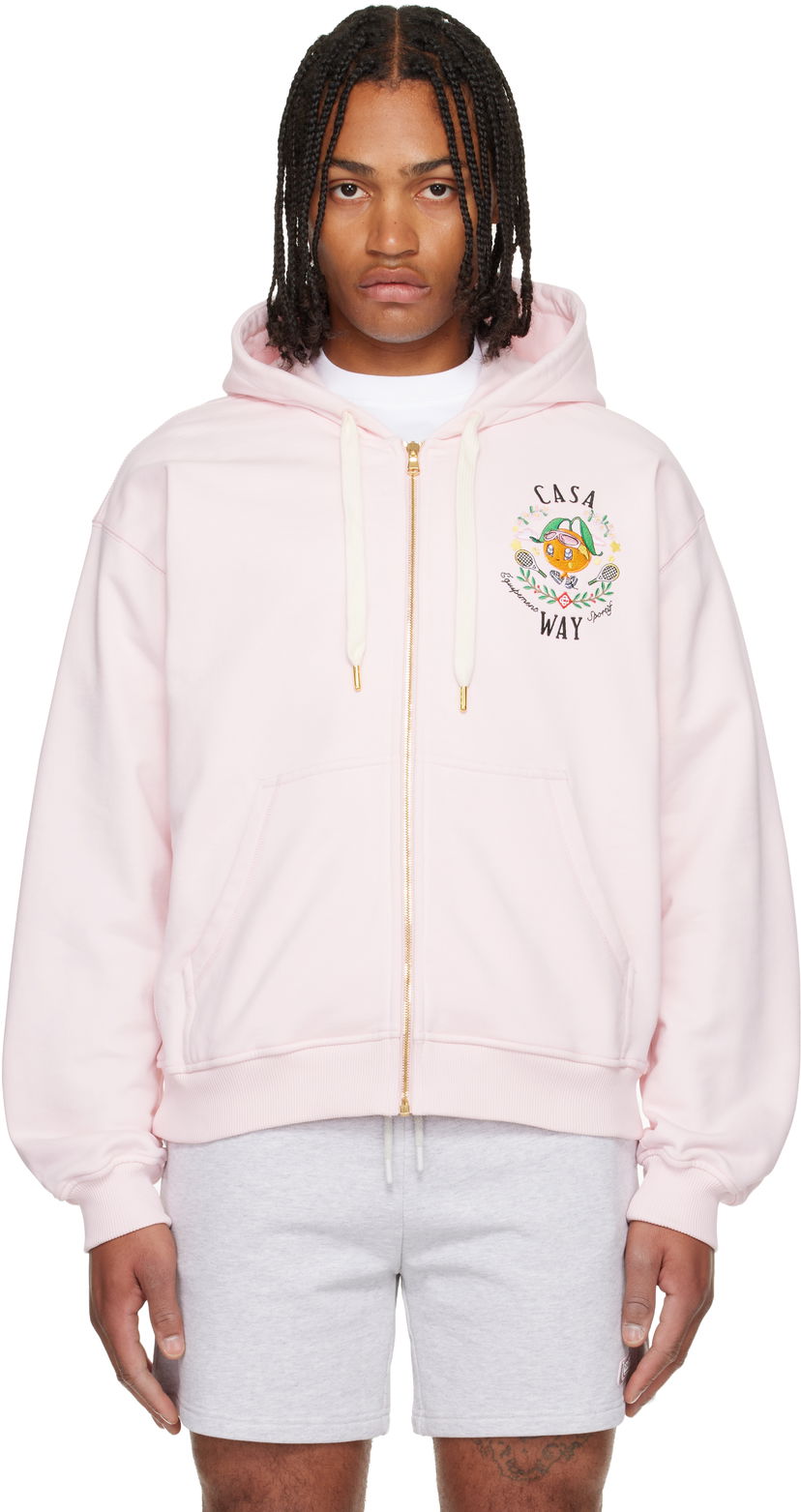 Sweatshirt Casablanca 'Casa Way' Orange Mascot Zip Hoodie Rosa | M-AW25-JTP-408-05