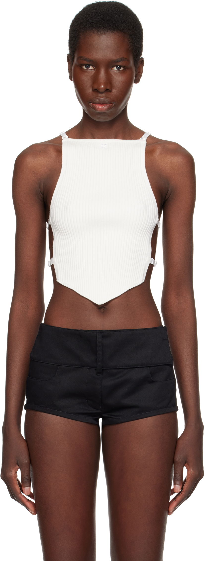 Linne Courrèges Courrèges Lingerie Detail Pointy Tank Top Vit | 125MTO383FI0001