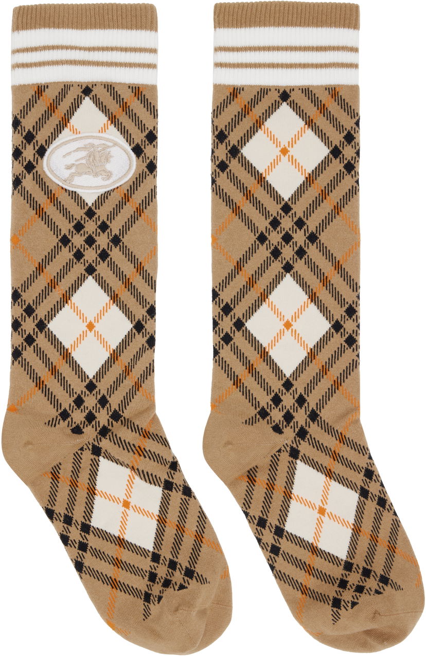 Strumpor Burberry Burberry Argyle Check Stretch Cotton Blend Socks Beige | 8113535
