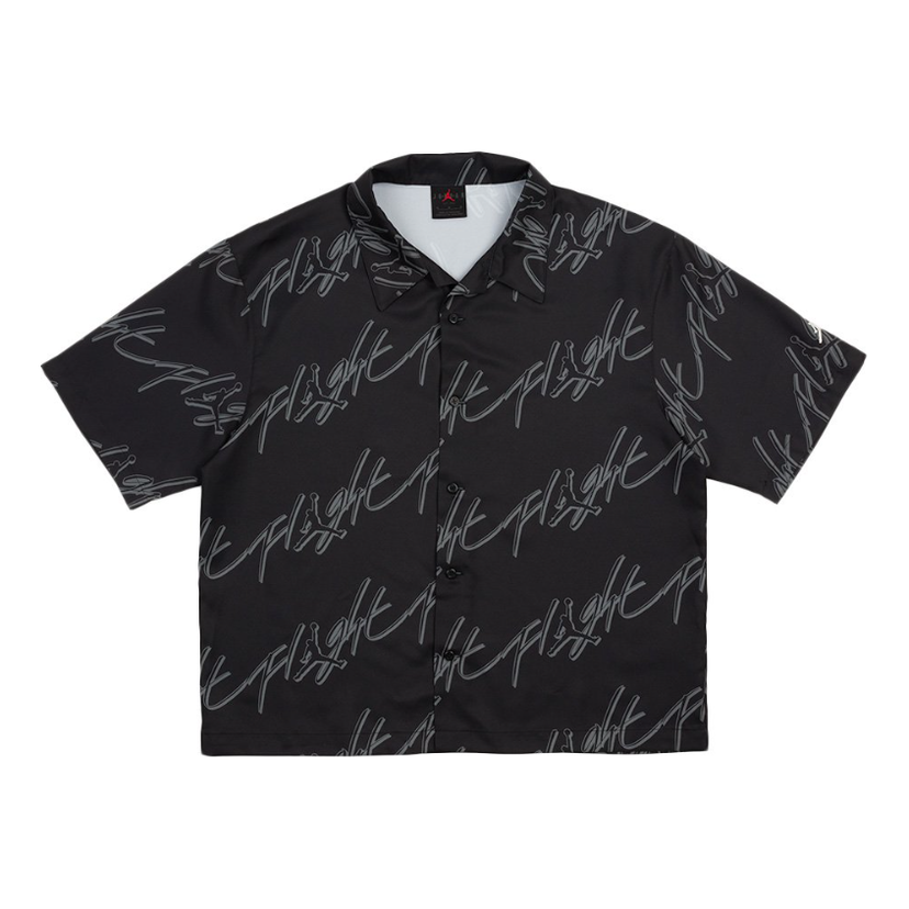 Skjorta Jordan Essentials Flight Patterned Button-Up Shirt Svart | FB7323-010