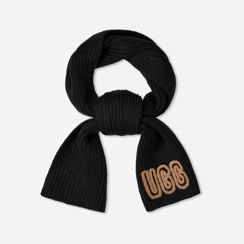 Halsduk UGG Chunky Knit Ribbed Scarf Svart | 102787-BLK