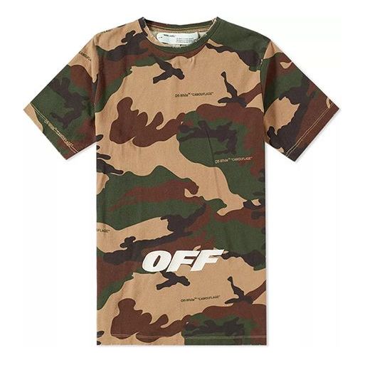 T-shirt Off-White Embroidered Camouflage Short Sleeve T-Shirt Brun | OMAA038E181850219901
