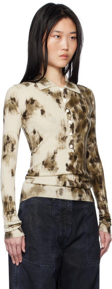 Polotröja The Attico The Attico Animal Print Long Sleeve Polo Beige | 250WCK00112 KWS006PR, 1