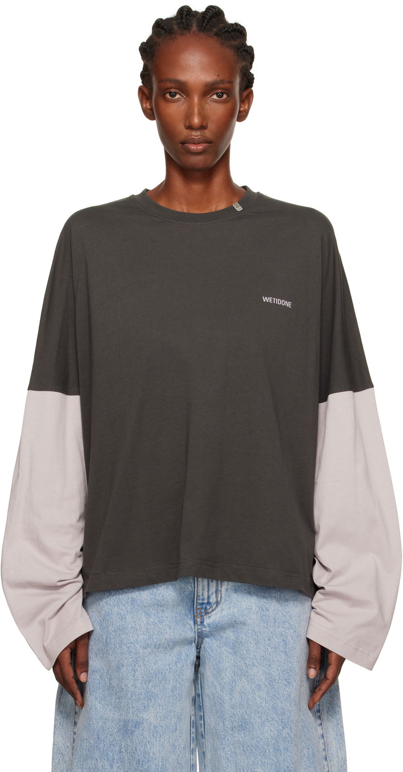 T-shirt We11done Coding Long-Sleeved Layered T-shirt Flerfärgad | WD-TT2-25-736-U-GY
