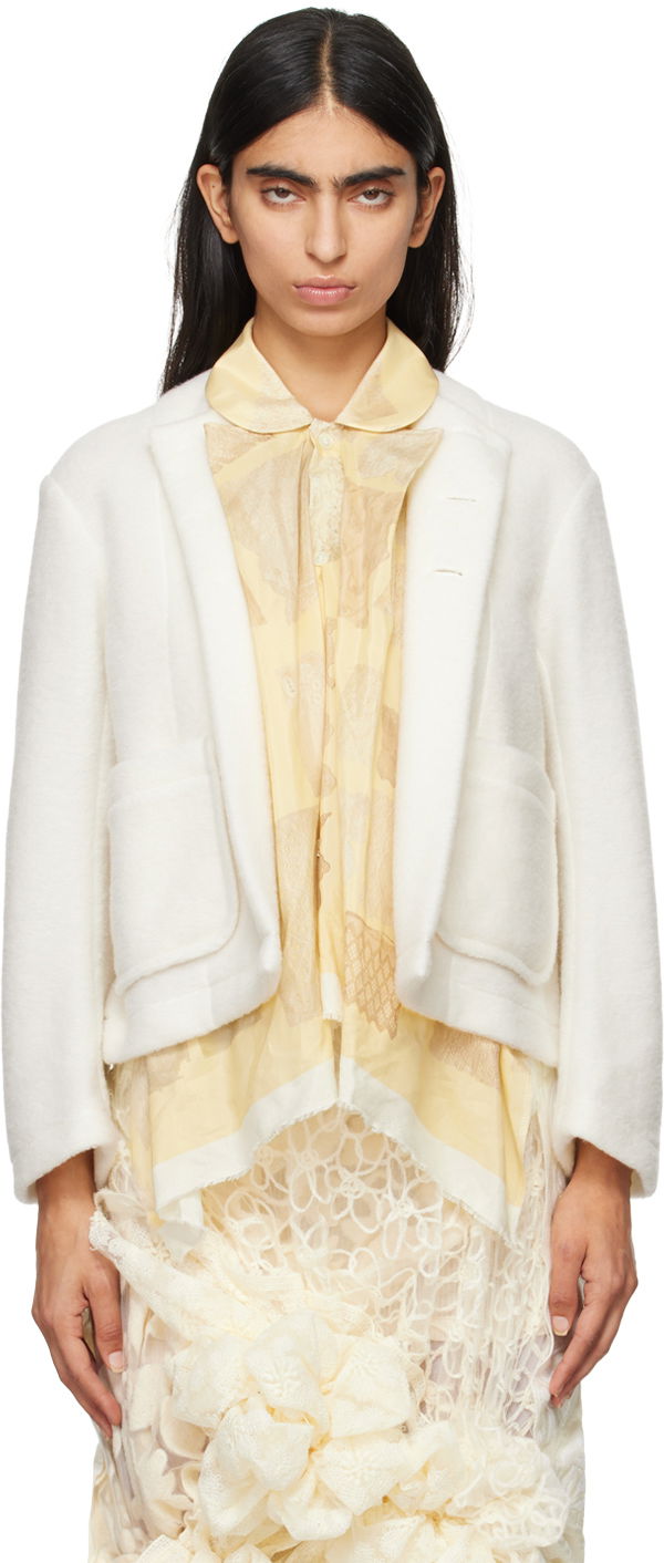 Jacka Comme des Garçons Comme Des Garçons Wool & Cotton Silk Lawn Print Jacket Vit | TN-J004-051