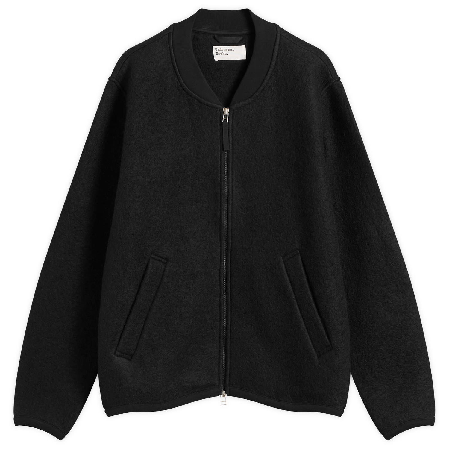 Bomberjacka Universal Works Wool Fleece Zip Bomber Jacket Svart | 00018-BLK, 1