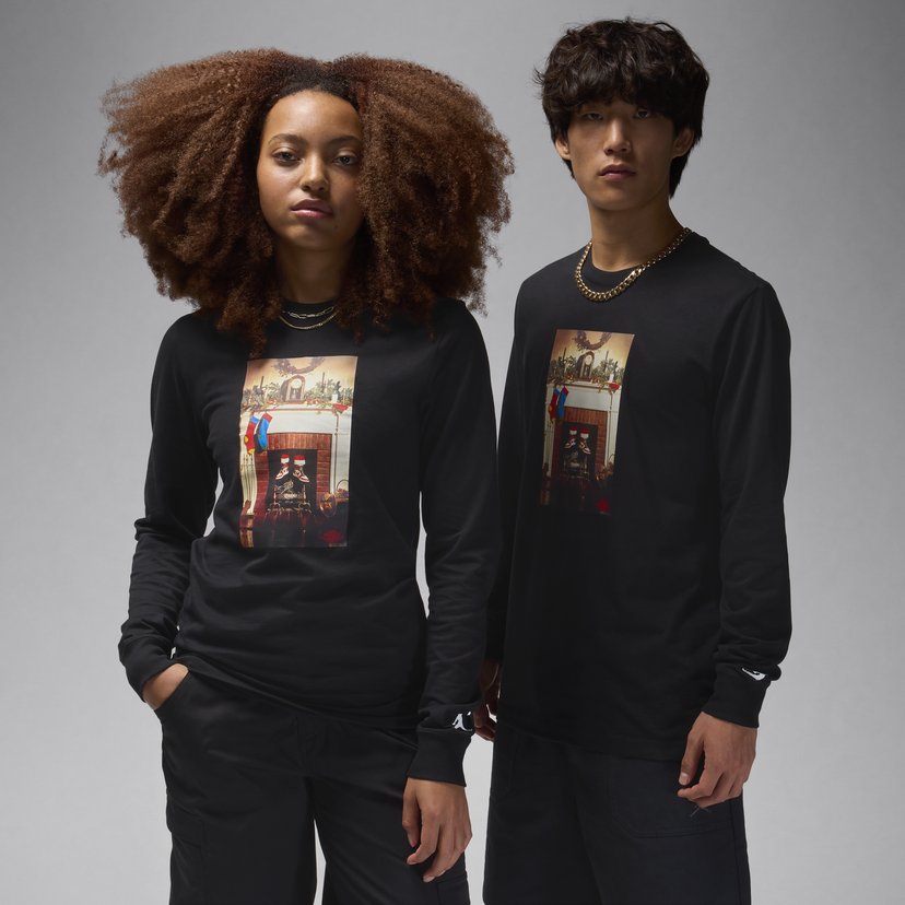 T-shirt Jordan Jumpman Chimney Long Sleeve T-Shirt Svart | CV1745-010