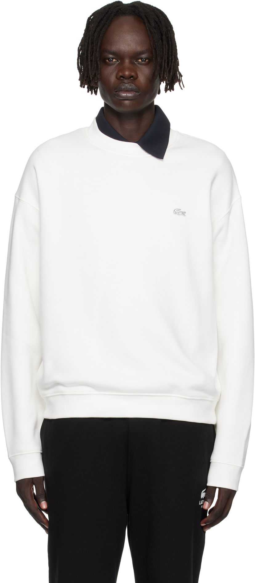Sweatshirt Lacoste Loose Fit Heavy Fleece Sweatshirt Vit | SH7745_70V