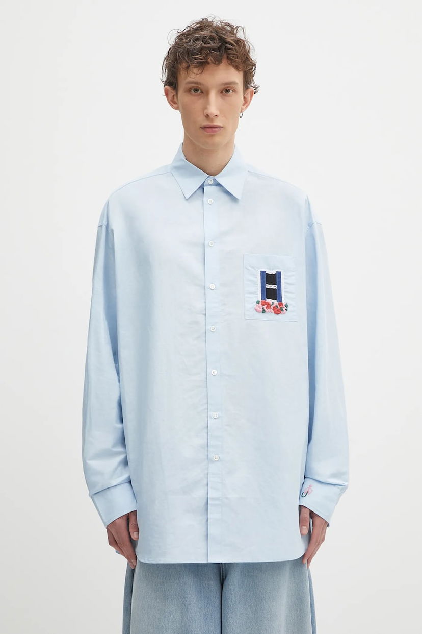 Skjorta JW Anderson JW Anderson Window Embroidery Relaxed Fit Shirt Blå | SH0352.PG1698.804