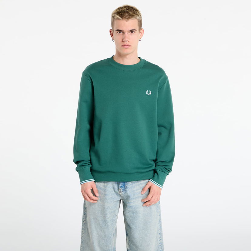 Sweatshirt Fred Perry Fred Perry Crew Neck Sweatshirt Grön | M7535 Z59