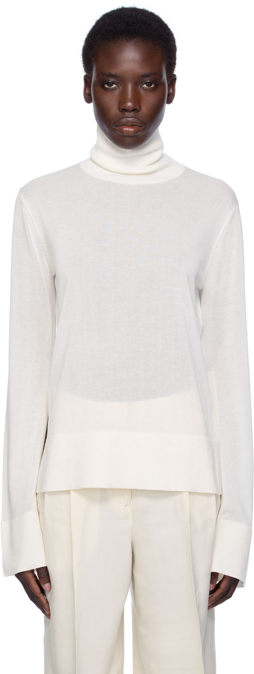 Sweater TOTEME TOTEME Slit Sleeve Turtleneck Vit | 253-WRT0535-YA0079