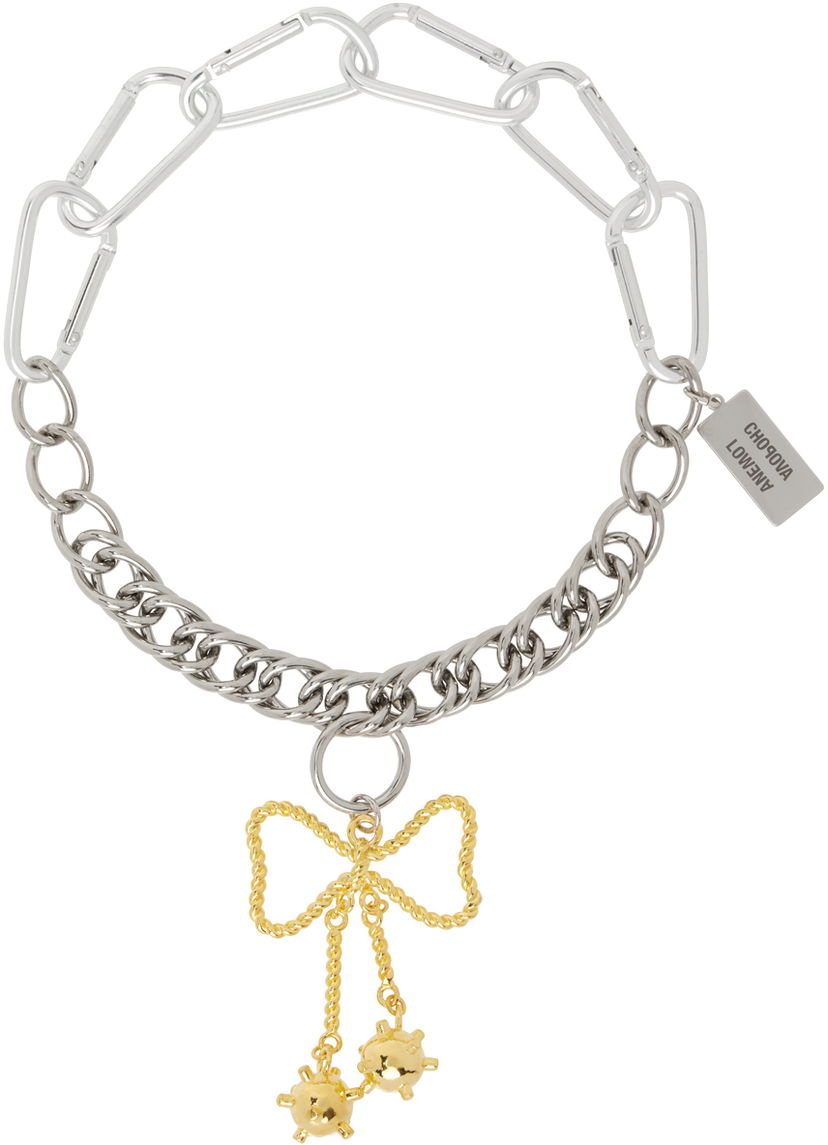 Halsband Chopova Lowena Metal Chain Necklace With Bow Pendant Metallisk | 6524