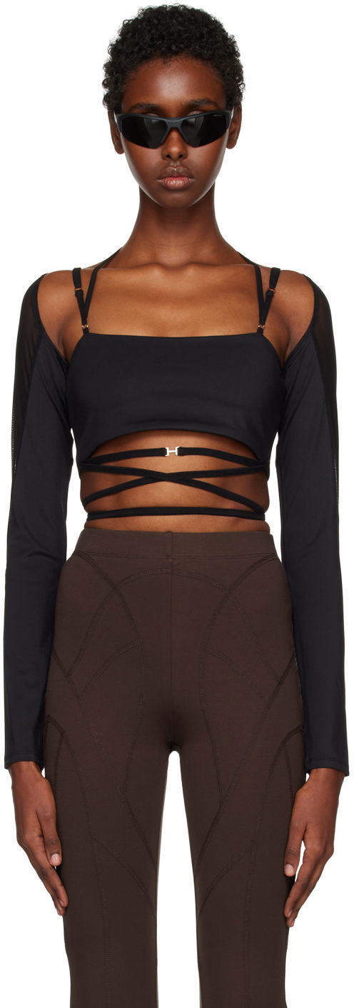 Linne HELIOT EMIL Alike Long Sleeve Wrap Top Svart | AW22_W_13_030_M08_BLK01