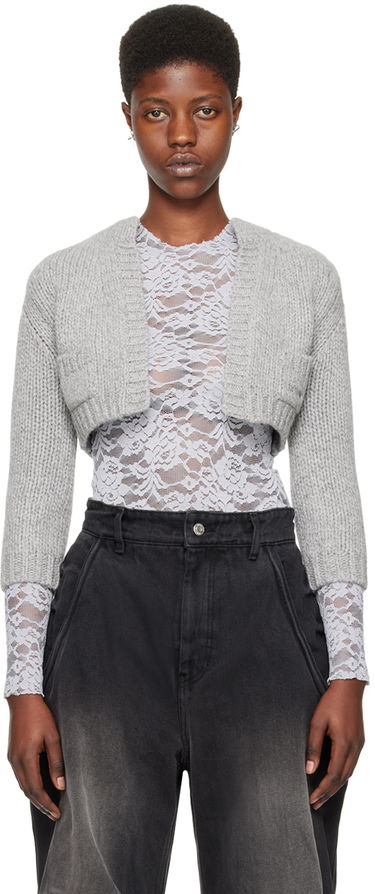 Sweater We11done Cropped Cardigan Grå | WD-KC0-24-645-W-GY, 0