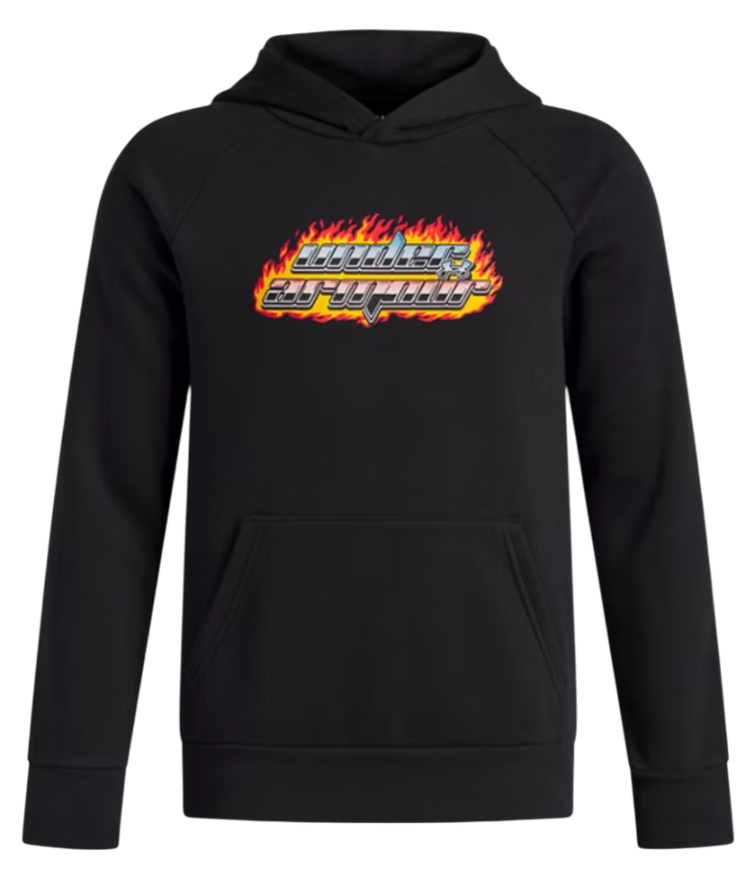 Sweatshirt Under Armour Rival Fleece Flaming Wordmark Hoodie Svart | 6003781-001