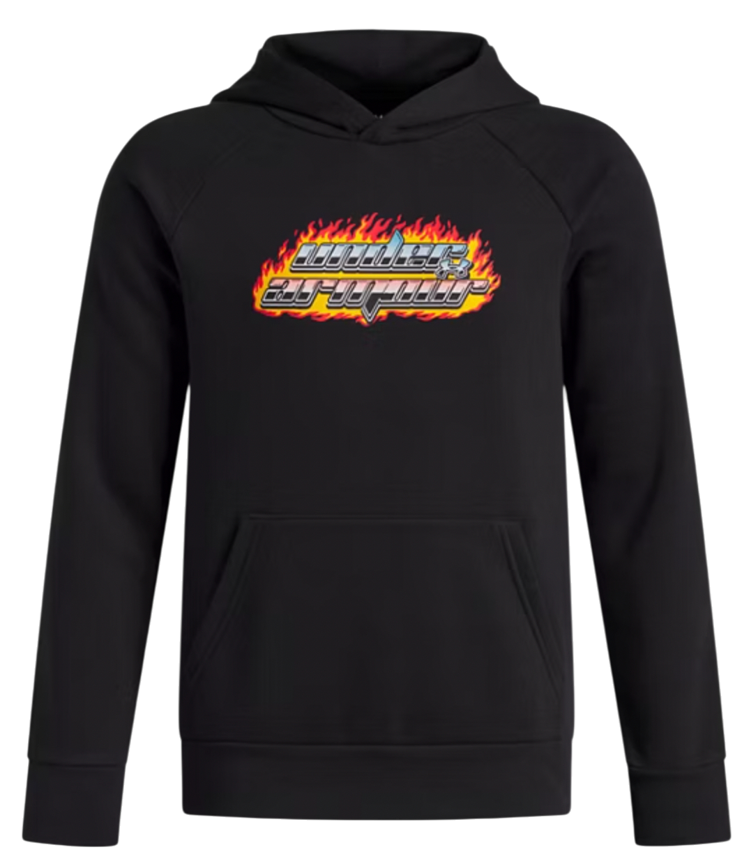 Sweatshirt Under Armour Rival Fleece Flaming Wordmark Hoodie Svart | 6003781-001, 0
