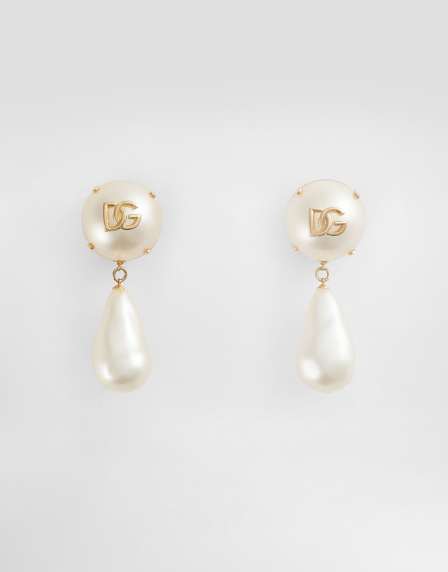 Örhängen Dolce & Gabbana Teardrop Pearl Earrings with Logo Metallisk | WER2E3W1111W0111, 0