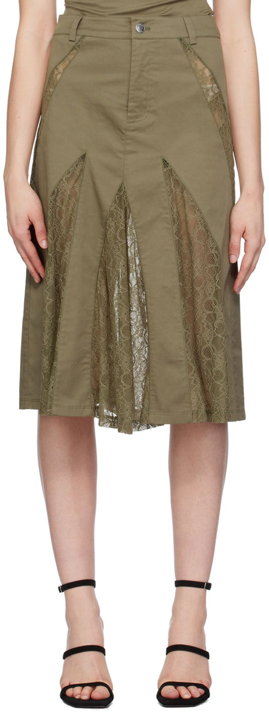 Kjol Miaou Miaou Anita Lace Midi Skirt Grön | 4058SPSHUN
