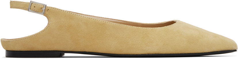 Skovård BY FAR BY FAR Koyna Kid Suede Leather Ballerina Flats Gul | MWFFC026KL007BG039PL