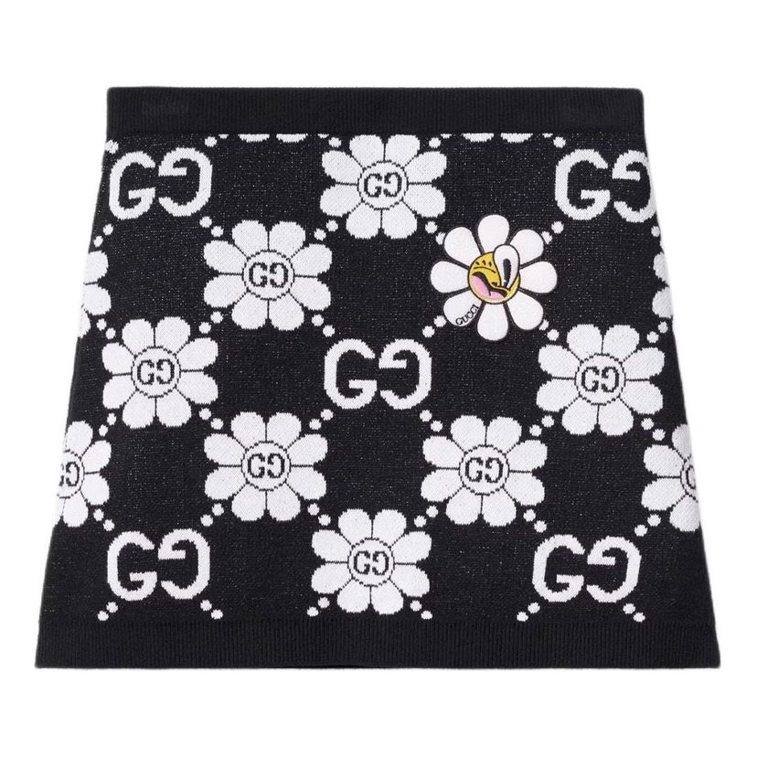 Kjol Gucci GG Flower Cotton Jacquard Skirt Svart | 782225-XKDZ2-1080