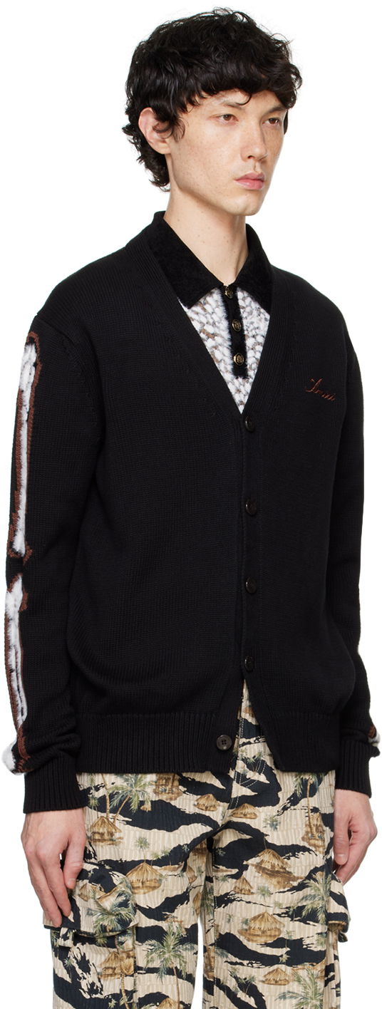 Sweater AMIRI AMIRI Leopard Bones Cardigan Svart | AMKNCD1035, 1
