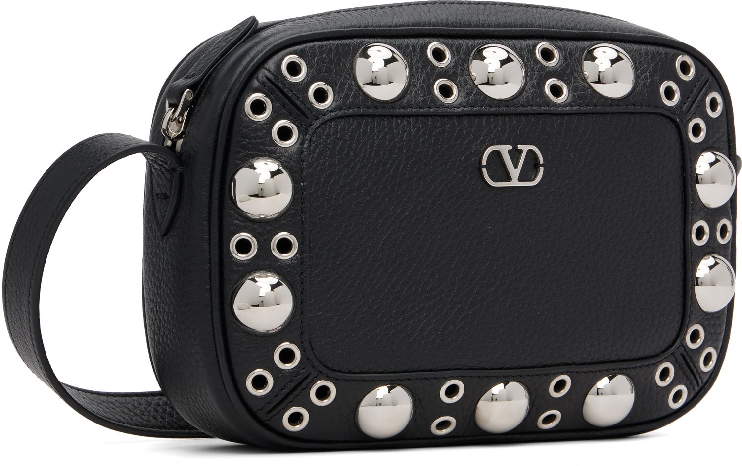 Axelväska Valentino Valentino Garavani Nellcôte Calfskin Studded Shoulder Bag Svart | 7Y2B0R74MJL, 1
