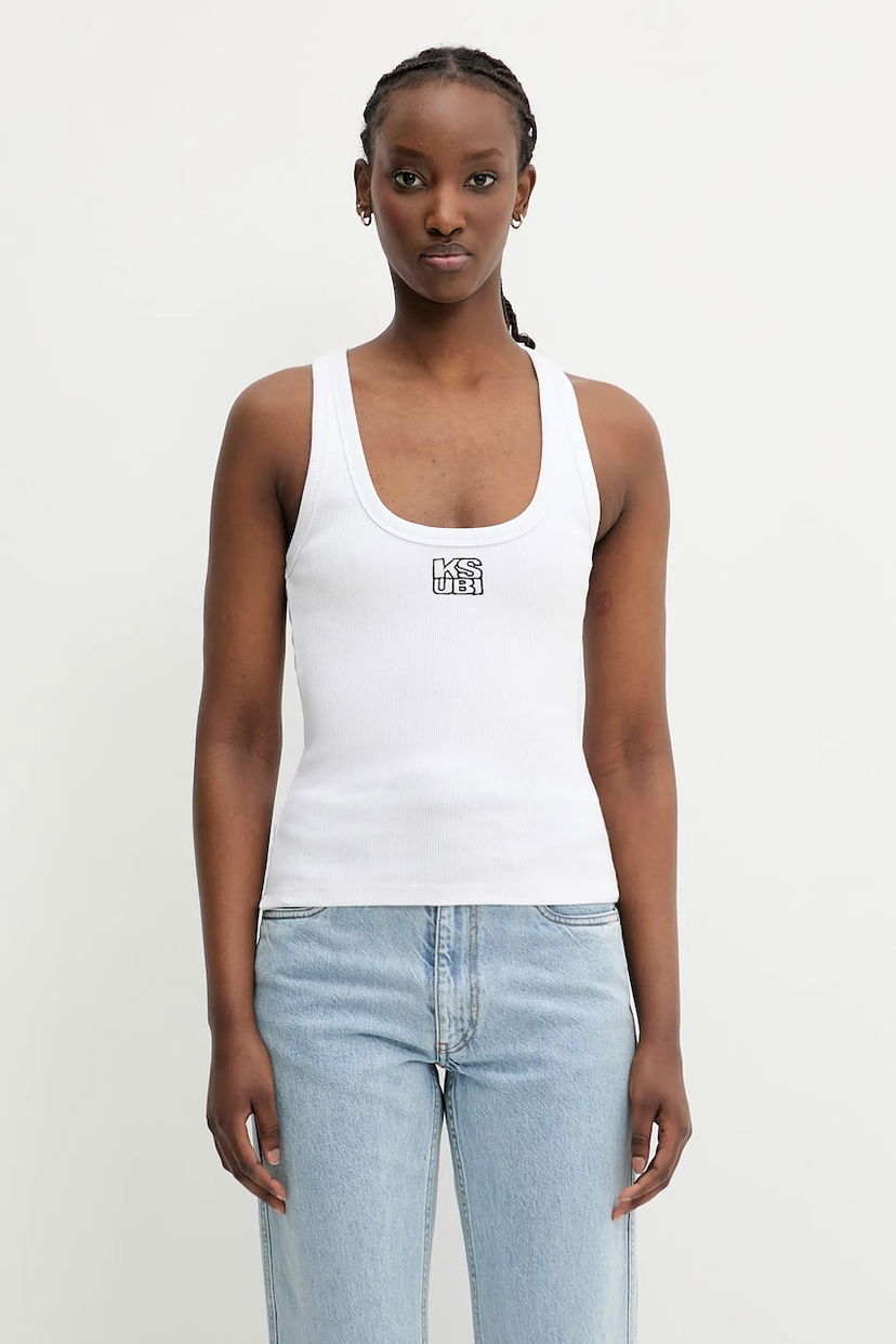 Linne Ksubi KSUBI Stacked Origin Tank Top Vit | WPS24TA005