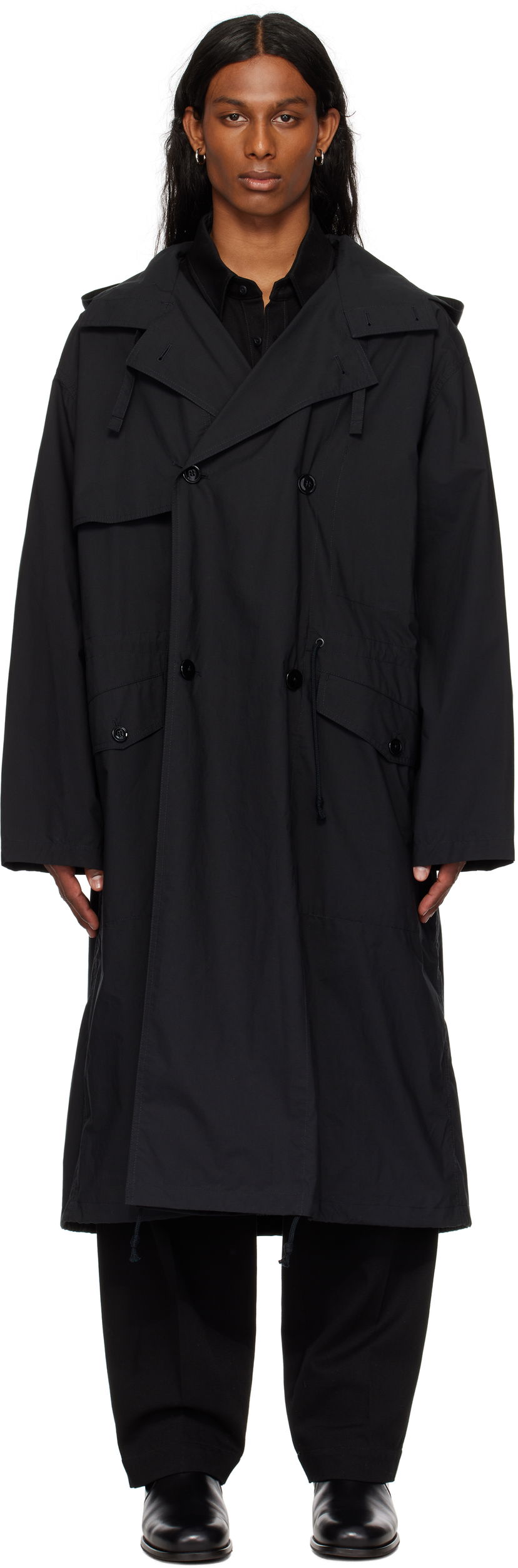 Regnrock LEMAIRE LEMAIRE Light Hooded Trench Coat Svart | CO1096 LF1371
