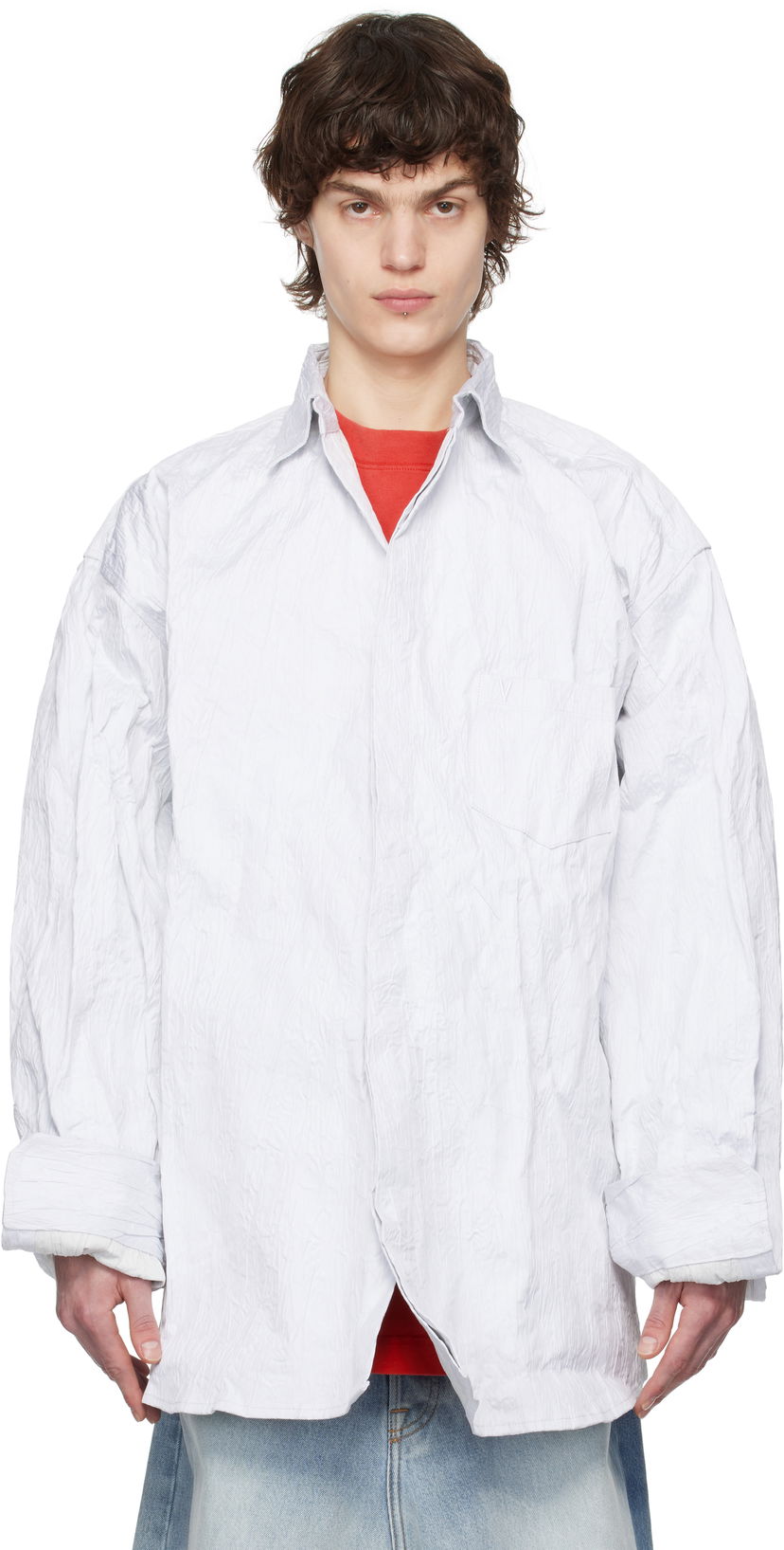 Skjorta VETEMENTS Vetements Runway Metalized Wrinkled Shirt Vit | UA66SH110W