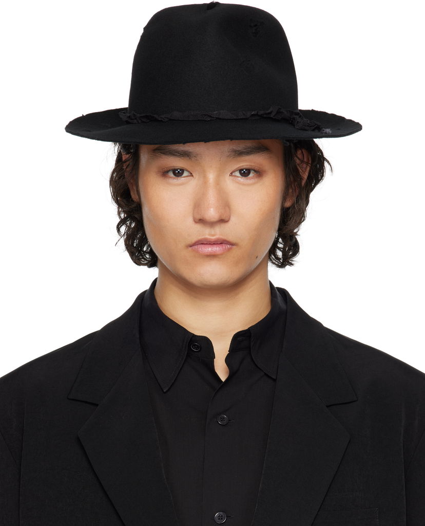 Hatt Yohji Yamamoto YOHJI YAMAMOTO Wool Soft Hat Svart | HP-H05-160