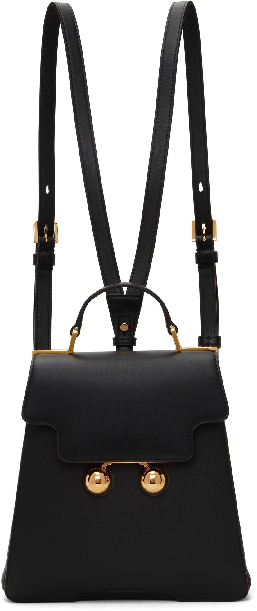 Ryggsäck Marni Leather Backpack Svart | ZAMP0018U0 P6948