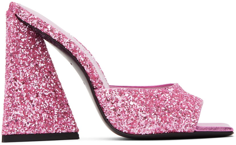 Tillbehör The Attico Attico Devon Glitter Mules Rosa | 232WS000 G001
