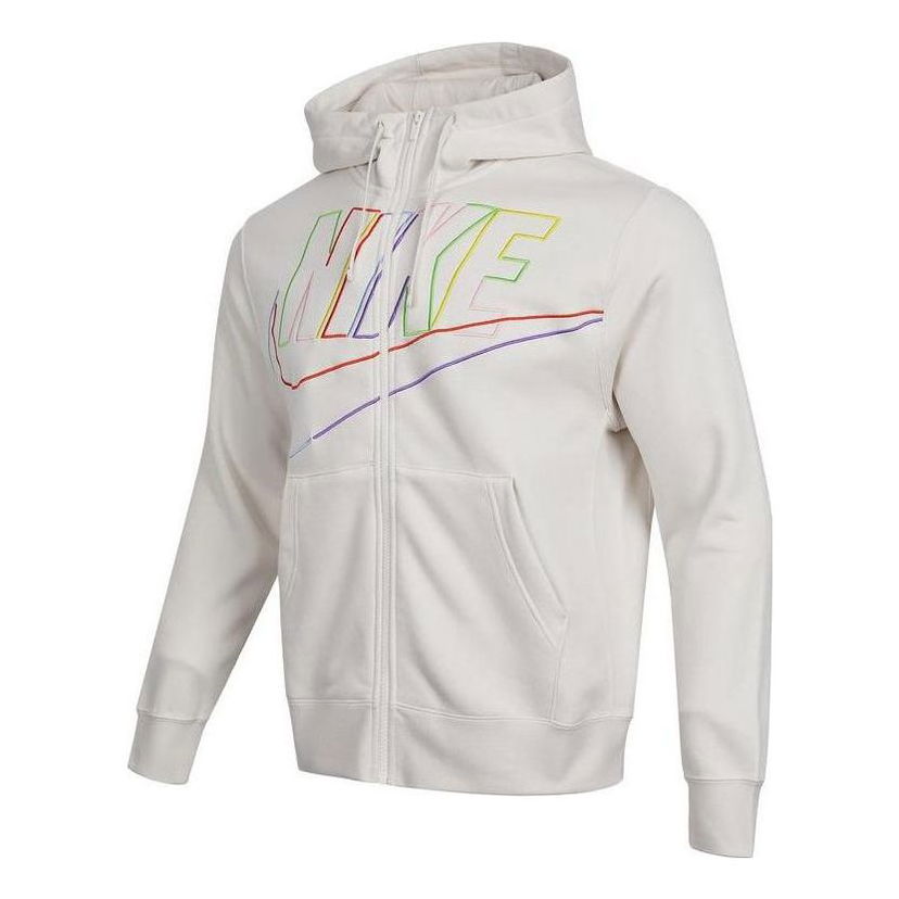 Sweatshirt Nike Club Fleece Logo Full-Zip Hoodie Vit | DX0536-030