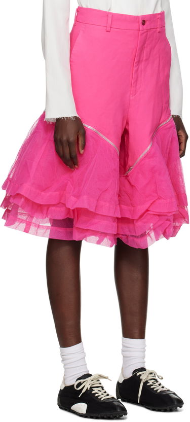 Shorts Comme des Garçons Comme des Garçons Homme Plus Gabardine and Nylon Tulle Shorts Rosa | PO-P010-051, 1
