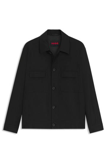Jacka BOSS Slim-Fit Wool-Blend Twill Jacket Svart | 50547219