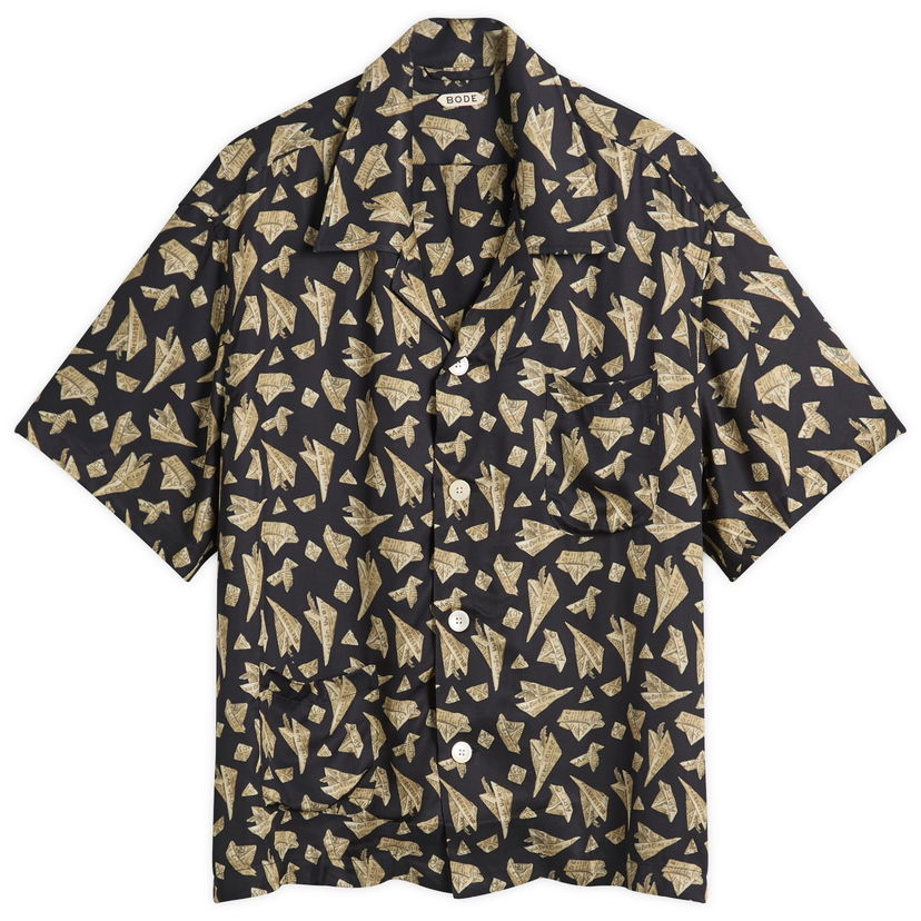 Skjorta Bode Paper Hat Short Sleeve Shirt Svart | MRF25SH012